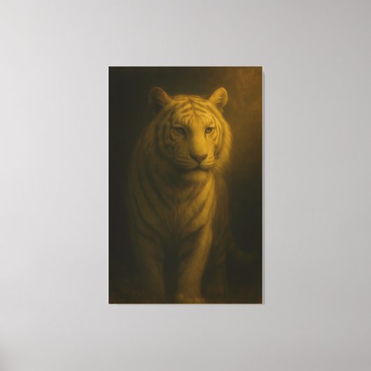 Majestic White Tiger – Fine Art Golden Portrait キャンバスプリント (正面)