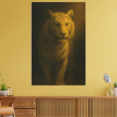 Majestic White Tiger – Fine Art Golden Portrait キャンバスプリント (インサイチュ (リビング))