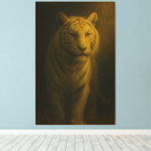 Majestic White Tiger – Fine Art Golden Portrait キャンバスプリント (インサイチュ (ウッドフロア))