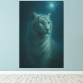 Majestic White Tiger – Fine Art Portrait キャンバスプリント (インサイチュ (ウッドフロア))