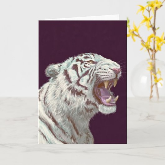 Majestic White Tiger – Greeting Card カード (黄色い花)