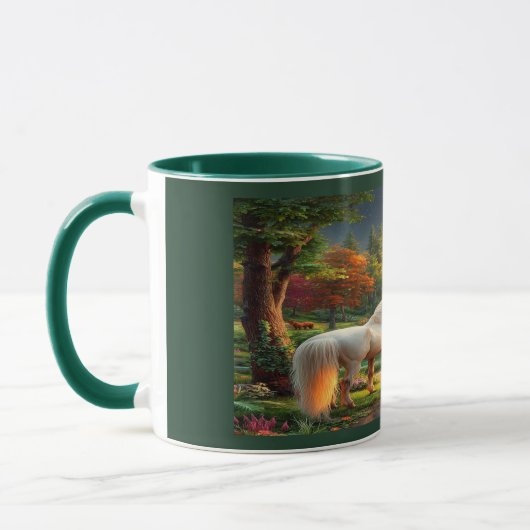 Majestic White Unicorn Enchanted Forest Mug マグカップ (左)