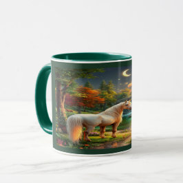 Majestic White Unicorn Enchanted Forest Mug マグカップ