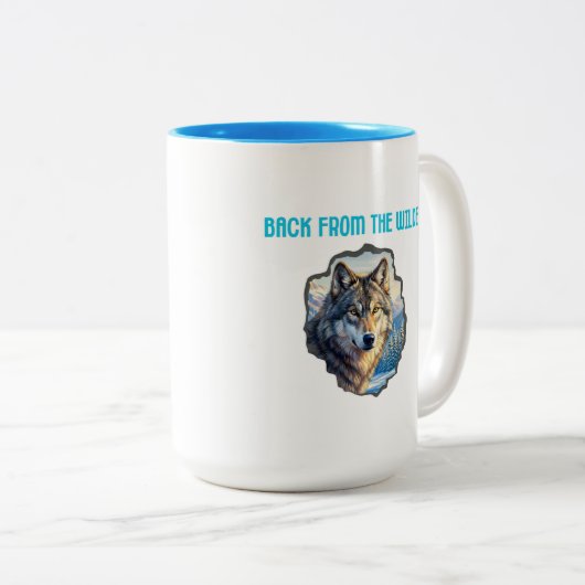 Majestic Wolf Double Exposure Wilderness Mugs ツートーンマグカップ (正面右)
