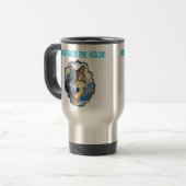 Majestic Wolf Double Exposure Wilderness Mugs トラベルマグ (正面左)