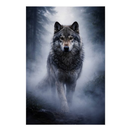 Majestic Wolf – Silent Presence in the Fog Poster ポスター (正面)