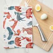 Majestic woodland animals pattern キッチンタオル (四つ折り)