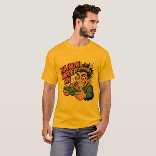 MAJNON MODE ON – Funny Gamer with 8‑Ball T Tシャツ (正面フル)