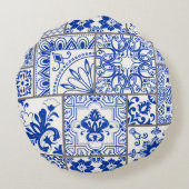 Majolica:ビクトリアンパッチワークのタイル模様。 ラウンドクッション (裏面)