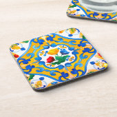 Majolica，青いタイル，シチリアのタイル，セラミックタイル コースター (左側)