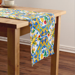 Majolica,青いタイル,シチリアのタイル,セラミックタイル ショートテーブルランナー