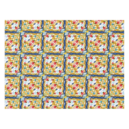 Majolica,Sicilian style,lemons   テーブルクロス (正面(横))