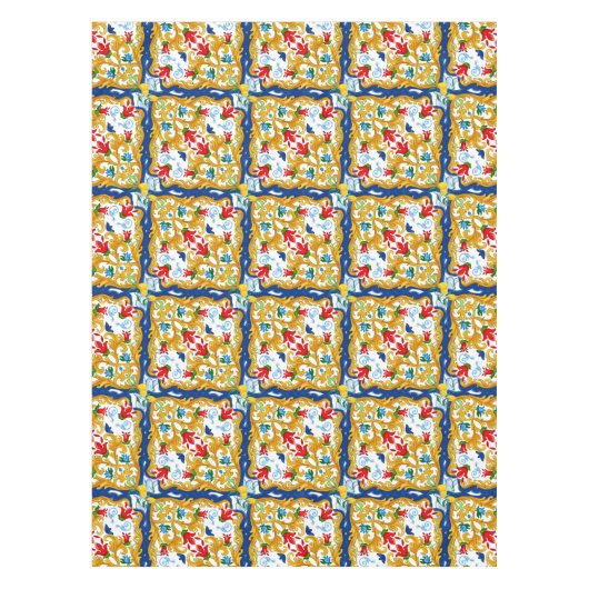 Majolica,Sicilian style,lemons   テーブルクロス (正面)