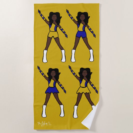 Majorette/Dancer Beach Towel (Blue Gold) ビーチタオル (正面)