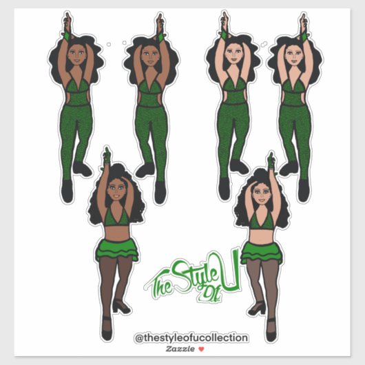 Majorette / Dancer Quick ChangeステッカーGreen x2 シール (シート)
