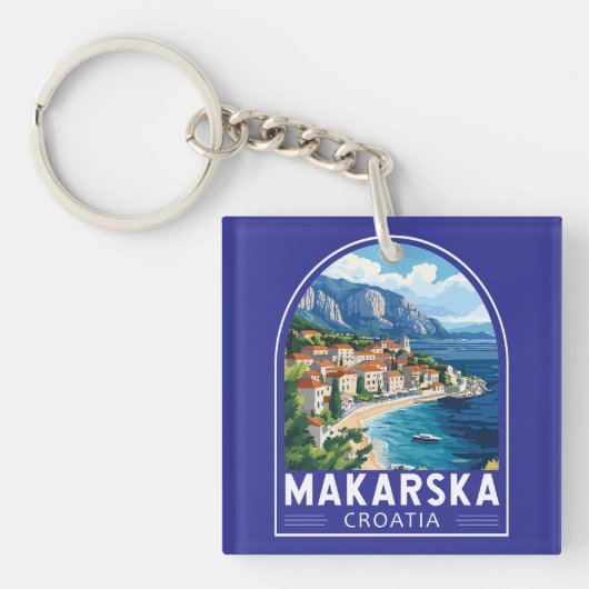 Makarska Croatia Travel Art Emblem キーホルダー (正面)