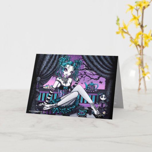 Makaylaのゴシック様式オートクチュールの妖精のお茶会カード カード (黄色い花)