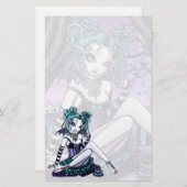 "Makayla"のゴシックのオートクチュールのお茶会の妖精の文房具 便箋 (正面/裏面)