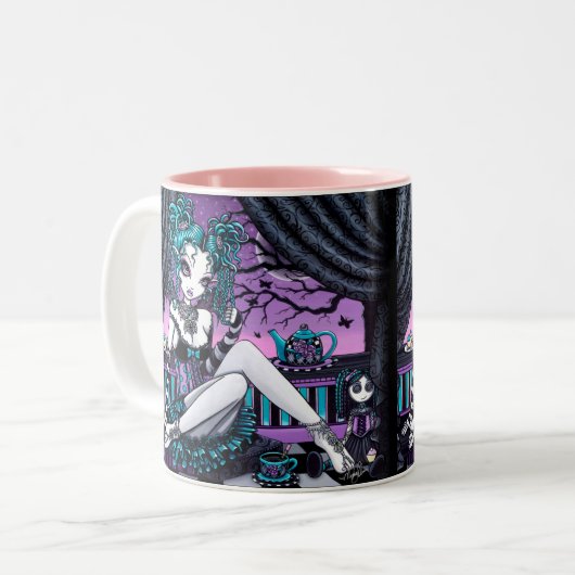 "Makayla"のゴシック様式オートクチュールのお茶会の妖精のマグ ツートーンマグカップ (正面左)