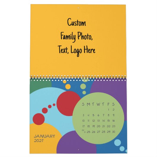 Makeカスタム Calendar、パーティー・グリッドスタイル カレンダー (1月 2027)