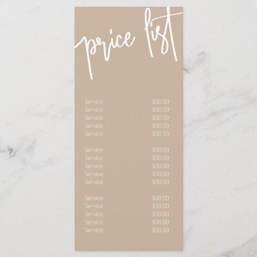 Make モダン Upエレガント Artistの価格表メニュー メニュー (正面)