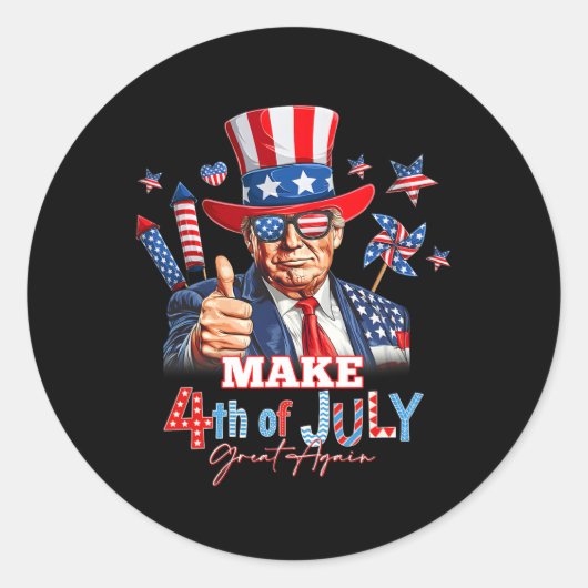 Make 4th Of July Great Again Patriotic Firework Do ラウンドシール (正面)
