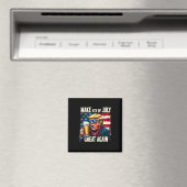 Make 4th Of July Great Again Trump Beer Drinking マグネット (インサイチュ (食洗機))