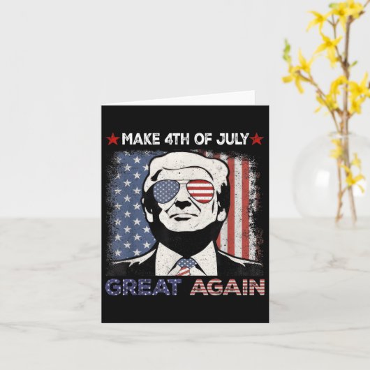 Make 4th Of July Great Again Trump Men Women 2 Sid カード (黄色い花)