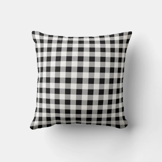 Make a joyful noise buffalo plaid Throw Pillow クッション (裏面)