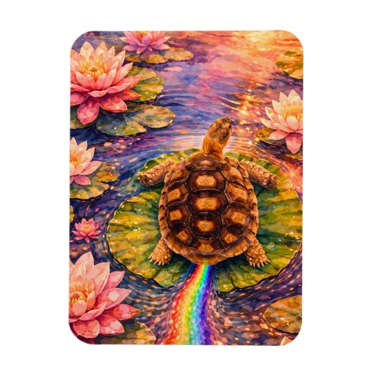 Make a rainbow and follow your bliss turtle マグネット (縦)