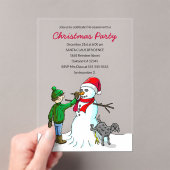 Make a Snowman on a Christmas Party Invitation アクリル招待状 (インサイチュ (ポータブル))