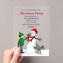 Make a Snowman on a Christmas Party Invitation アクリル招待状