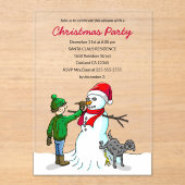 Make a Snowman on a Christmas Party Invitation アクリル招待状 (正面)