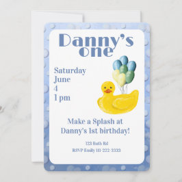 Make a Splash Rubber Duck 1st Birthday Invitation 招待状