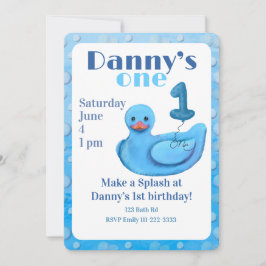 Make a Splash Rubber Duck 1st Birthday Invitation 招待状