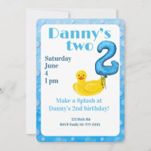 Make a Splash Rubber Duck 2nd Birthday Invitation