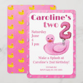 Make a Splash Rubber Duck 2nd Birthday Invitation 招待状 (正面/裏面)