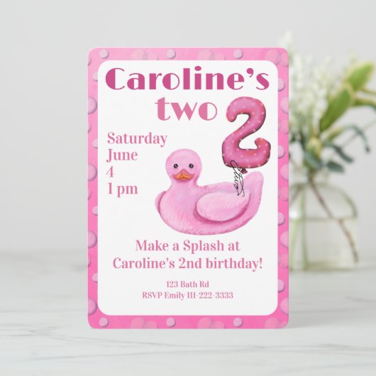 Make a Splash Rubber Duck 2nd Birthday Invitation 招待状 (スタンド正面)