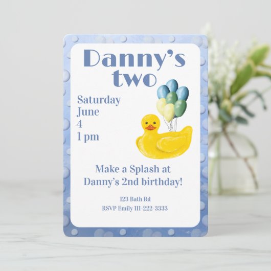 Make a Splash Rubber Duck 2nd Birthday Invitation 招待状 (スタンド正面)