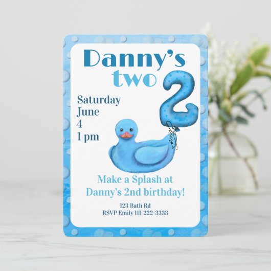 Make a Splash Rubber Duck 2nd Birthday Invitation 招待状 (スタンド正面)