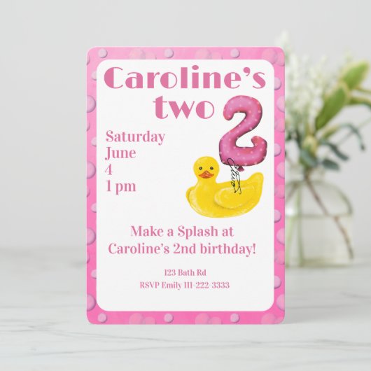 Make a Splash Rubber Duck 2nd Birthday Invitation 招待状 (スタンド正面)