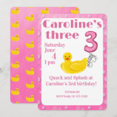 Make a Splash Rubber Duck 3rd Birthday Invitation 招待状 (正面/裏面)