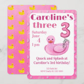 Make a Splash Rubber Duck 3rd Birthday Invitation 招待状 (正面/裏面)