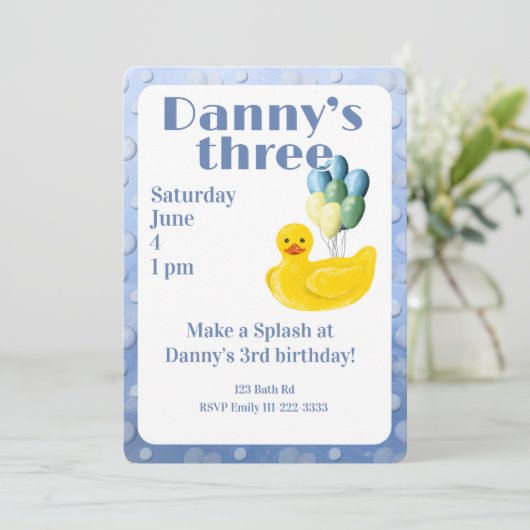 Make a Splash Rubber Duck 3rd Birthday Invitation 招待状 (スタンド正面)