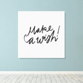 Make a Wishタイポグラフィ装飾用クッション キャンバスプリント (インサイチュ (ウッドフロア))