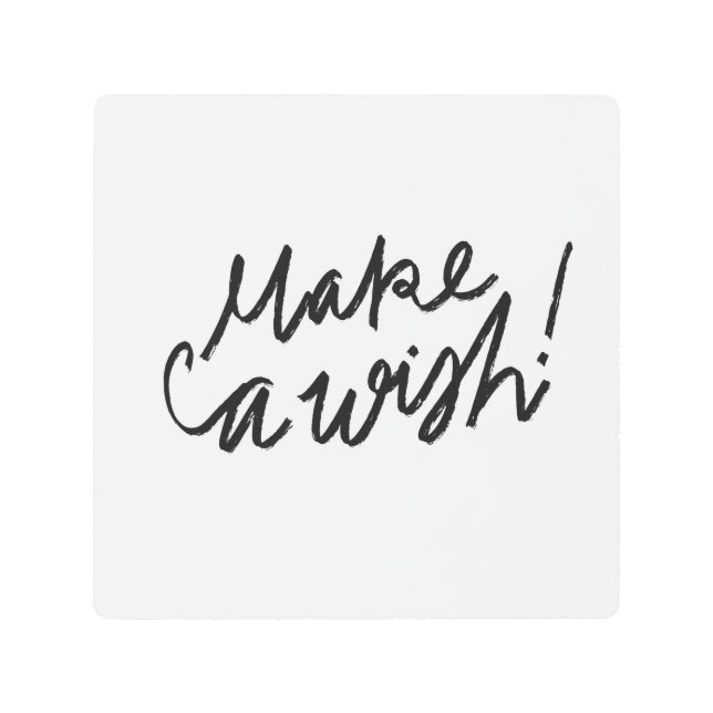 Make a Wishタイポグラフィ装飾用クッション メタルプリント (正面)