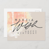 Make a WishハッピーバースデーをSand Colorで作成 ポストカード (正面/裏面)
