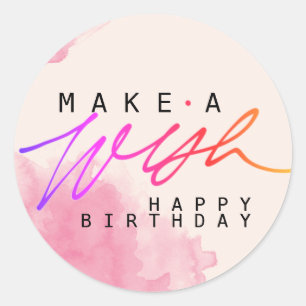Make a Wishハッピーバースデー(ピンク) ラウンドシール