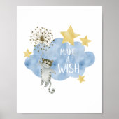 Make A Wish引用文キャットスターズ雲子供部屋ベビー ポスター (正面)