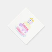 Make a Wish | Watercolor Happy Birthday Cake スタンダードカクテルナプキン (角)